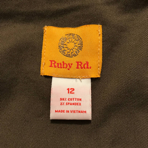 Ruby Rd. Brown Zip Up Jacket with Antiqued Embellishments on Front Collar, Sz 12 - Picture 4 of 5